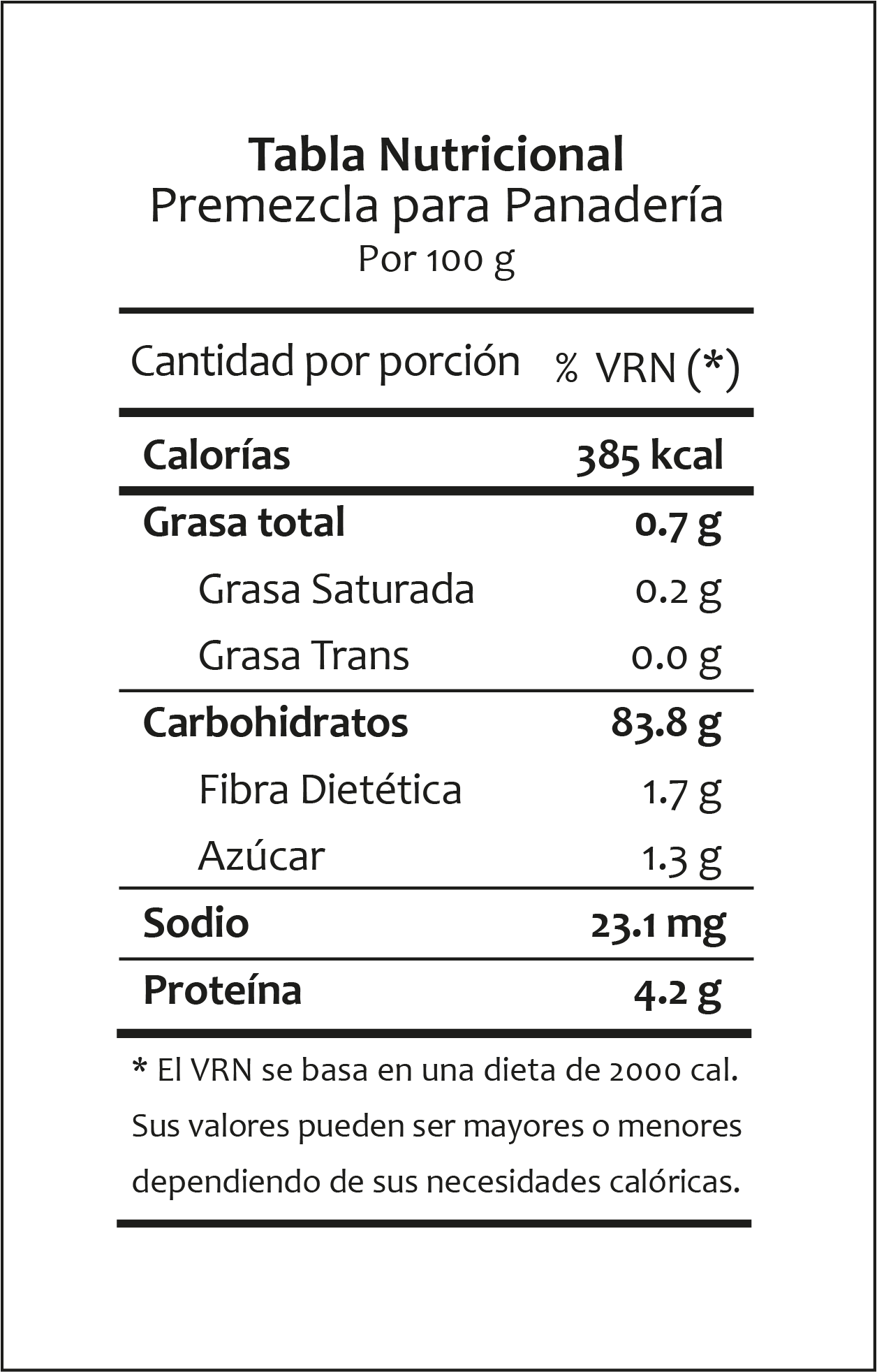 Harina Premezcla  para Panadería